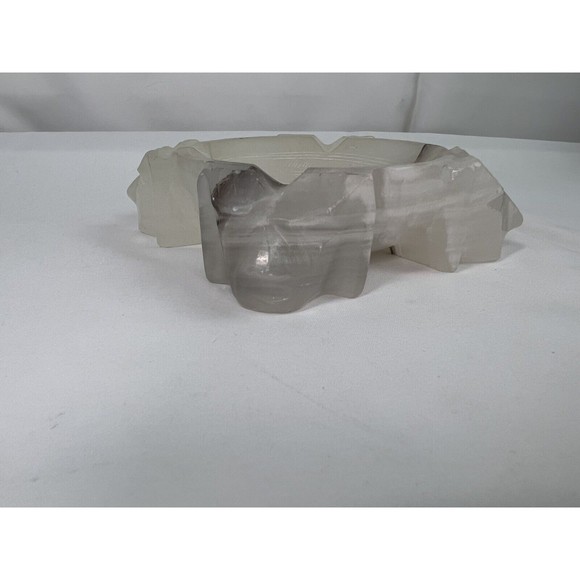 Alabaster Onyx Stone Ashtray Carved Faces Mexican Aztec Engraved 4 inch - Picture 3 of 7